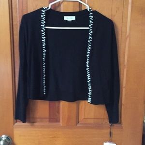Calvin Klein cropped cardigan w/ pearl trim